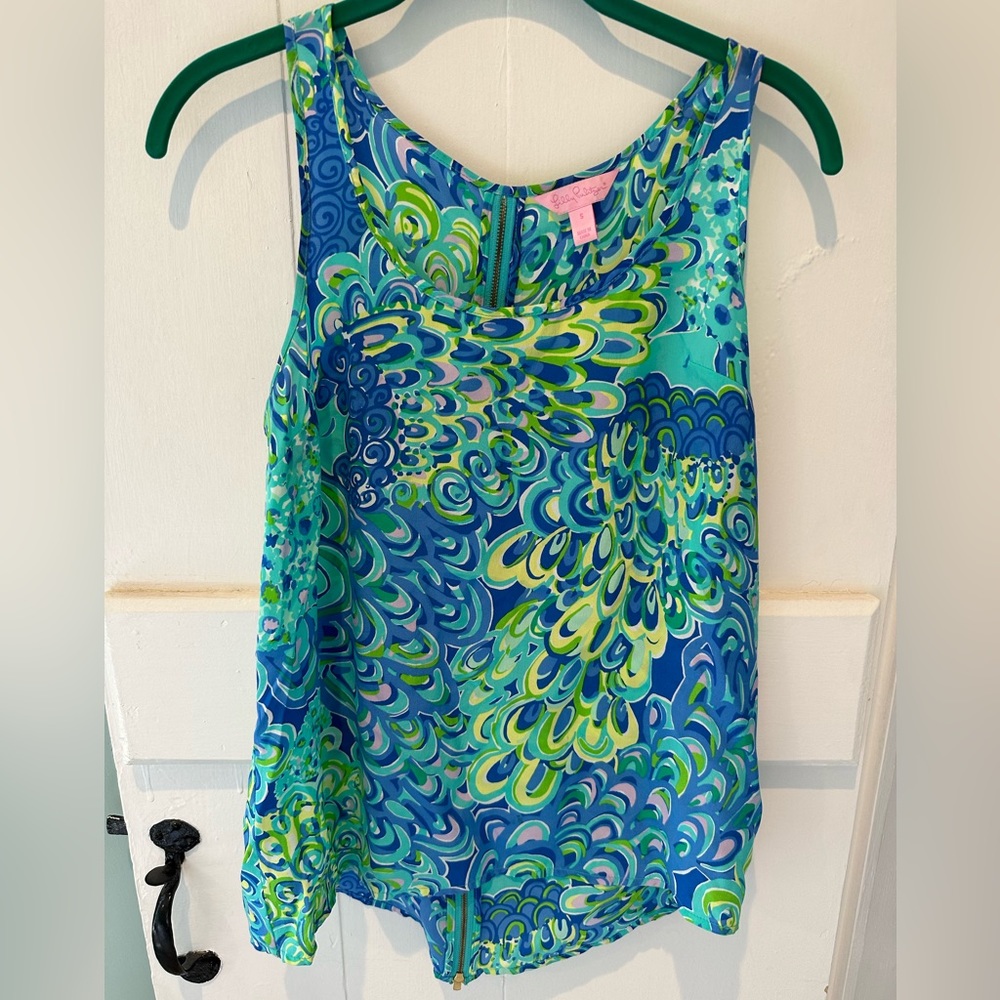 Lilly Pulitzer peacock print blouse sz sm